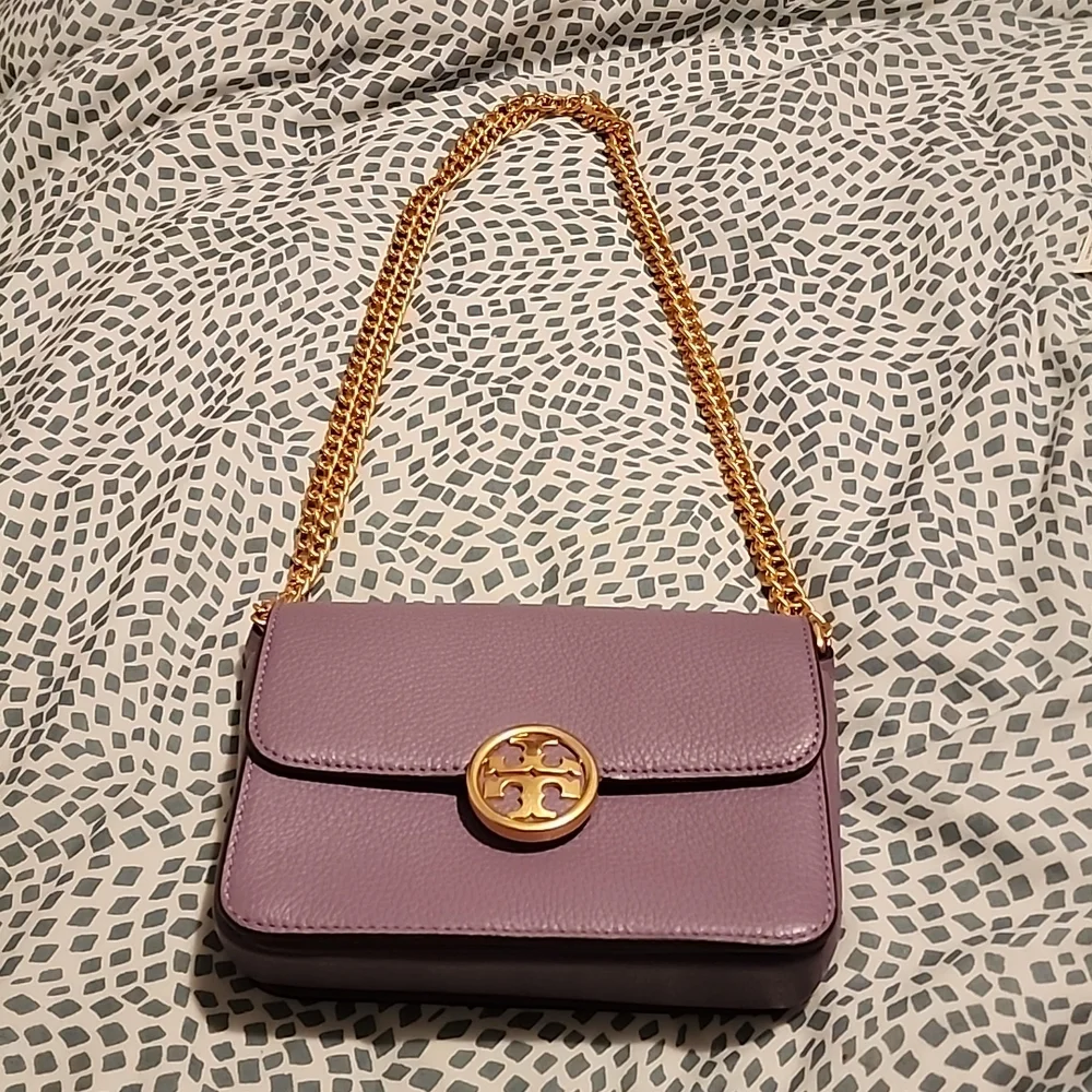 Tory Burch Olivia Pebbled Leather Crossbody Bag – Claret NWT
